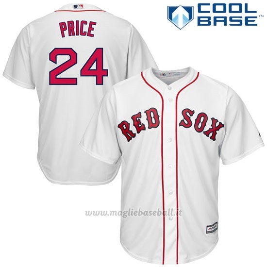Maglia Baseball Uomo Boston Red Sox 24 David Price Majestic Collezione Bianco Cool Base Giocatore